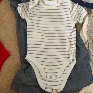 newborn striped button up onesie